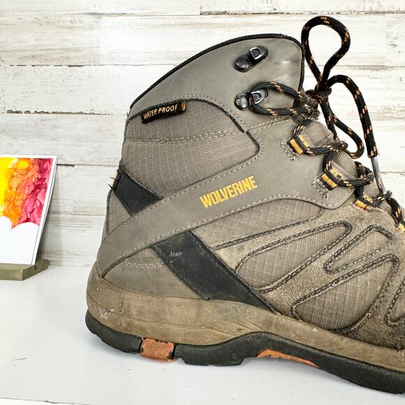 Wolverine Mens Fletcher Hiking Trail Boots Gray Black Lace Up Waterproof 13 - Picture 3 of 10